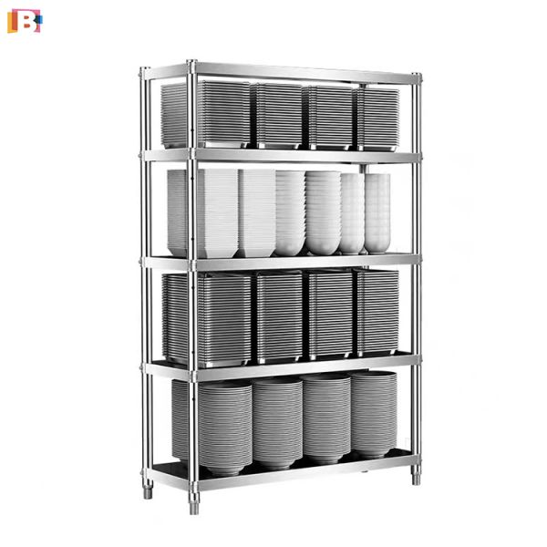 Durable Commercial Stainless Steel Shelves Space Saving Metal Catering Shelves