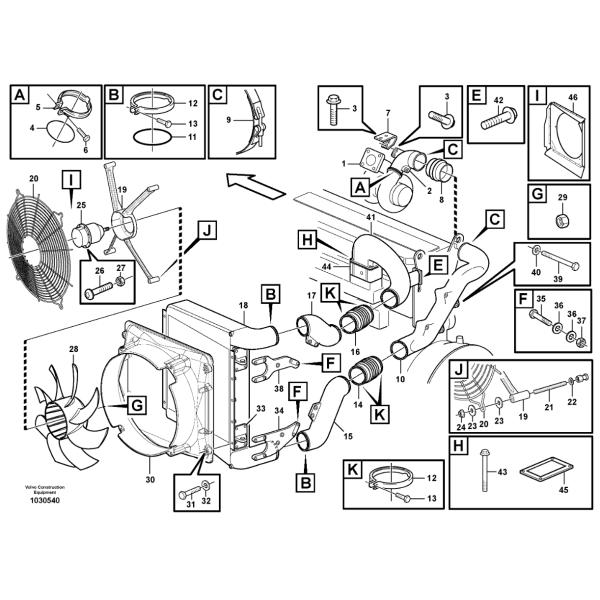 VOE11195130 11195130 Charge Air Cooler Excavator Spare Parts For T450D A35D