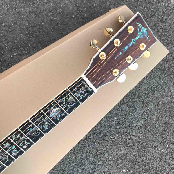 Real Abalone Inlay 41 Inch Koa Wood Round Body Classic Acoustic Guitar Free Shipping