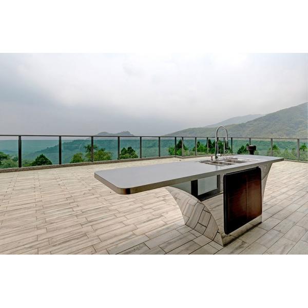 Boat-Shaped Stainless Steel Outdoor Sink Cabinet - Rose Pink Wood Grain