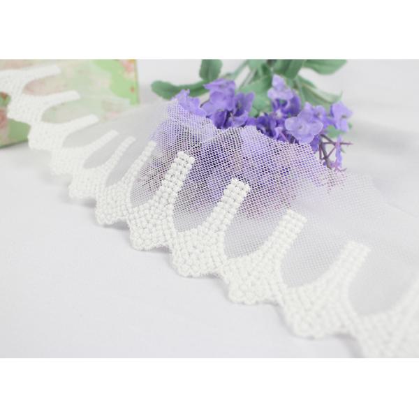 Équilibre français de dentelle de maille de broderie cranté par blanc pour le coton 100% de robe de soirée de jeune mariée