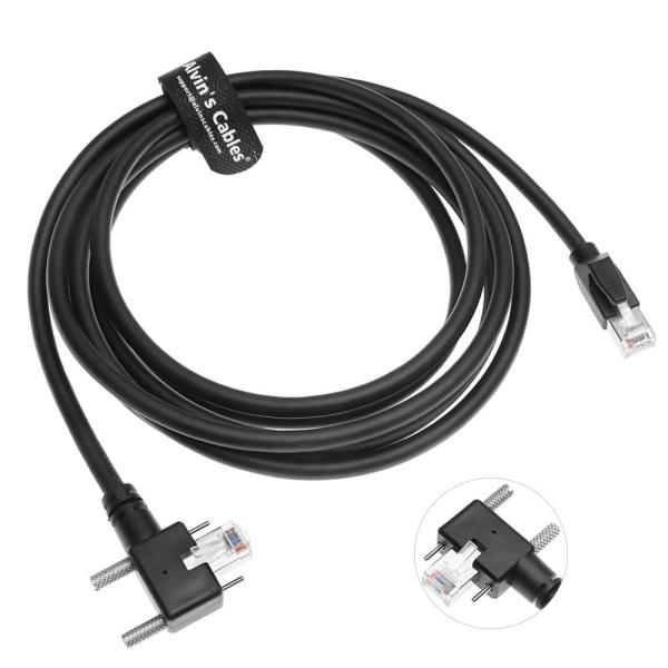 Alvin's GigE Vision Cable CAT6a Shielded 3.3ft Left Angle Vertical RJ45 Screw Lock