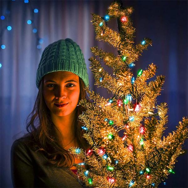 Christmas Lights Indoor Outdoor Mini Halloween String Light 120V Certified Green Wire Lights for Xmas Tree Patio Holiday
