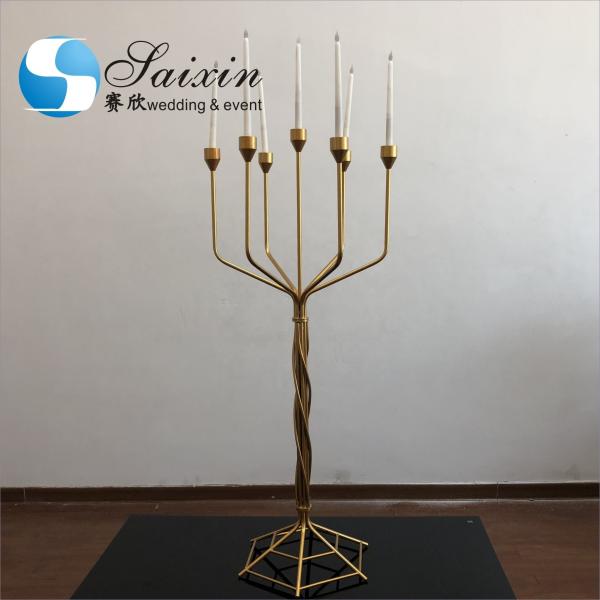 7 Arms Metal Candle Candelabra For Fireplace Elegant Gold Plated 138CM