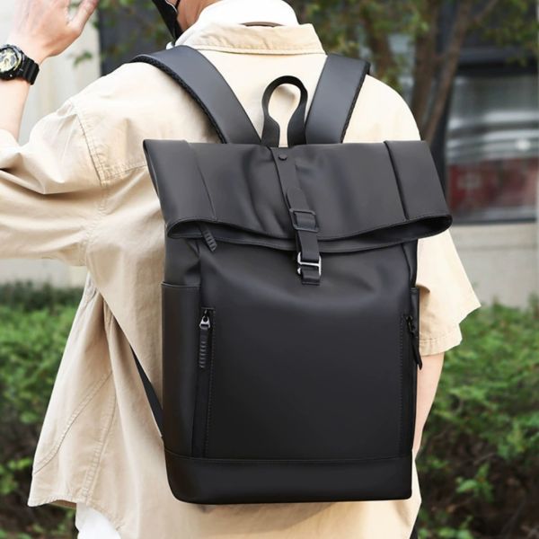 Colefa Male Outdoor Waterproof 16 Inch Computer Rucksack Work Commuting Travel Large Capacity College Student Roll up Backpack