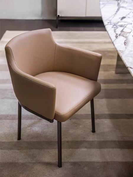Functional  Swivel Leather Dining Chair 560mm Width Upholstered Rolling