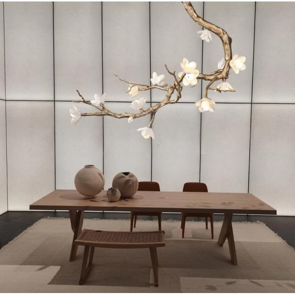 Hotel Elegant Magnolia Flower Ceramic And Copper Villa Lamp Hotel Chanderlier Wall Lamp