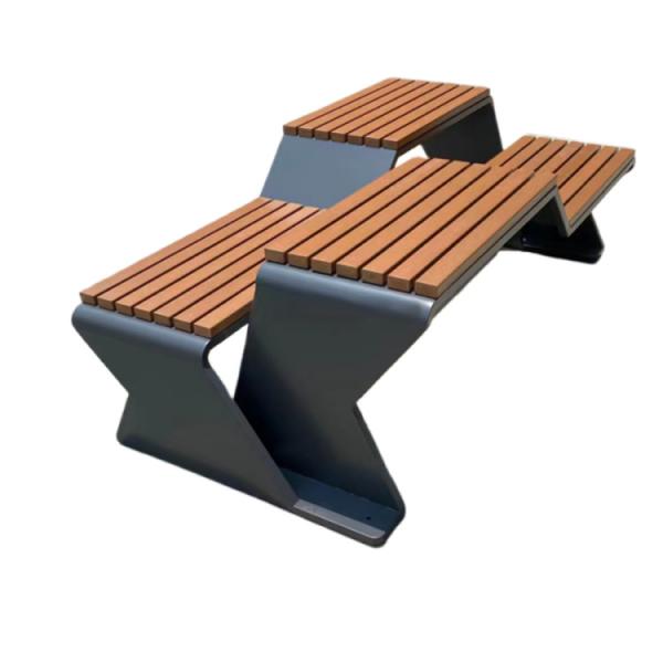 Begonia Wood Galvanized Metal Outdoor Bench WPC 3 Seater Metal Garden Bench