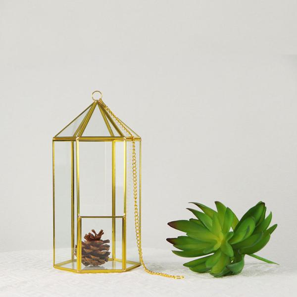 Golden hexagon cage glass artifact garden Creative geometric cover greenhouse micro landscape Yiwu wholesale