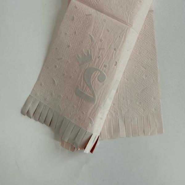 25*25cm Gold Foil Paper Napkin 1/4 Fold For Birthday Party Adult Ceremony