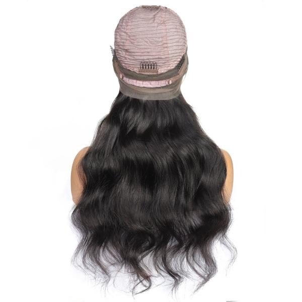 10A Grade 360 Lace Frontal Wig Peruvian Human Hair Body Wave Wig Natural Color