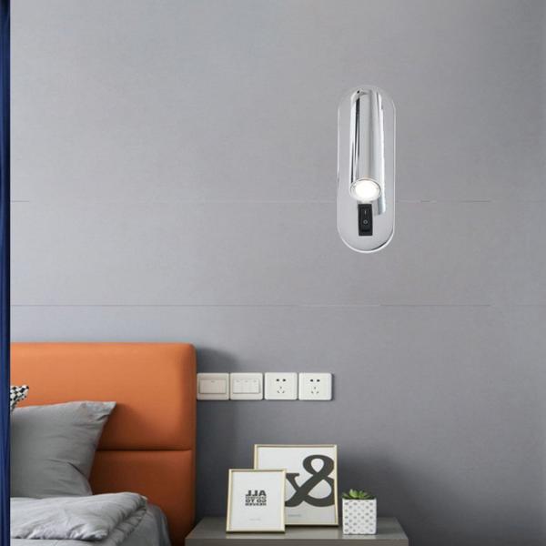 3w Cree Led Wall Light With Adjustable Angle Aluminum Silver Switch 3000k