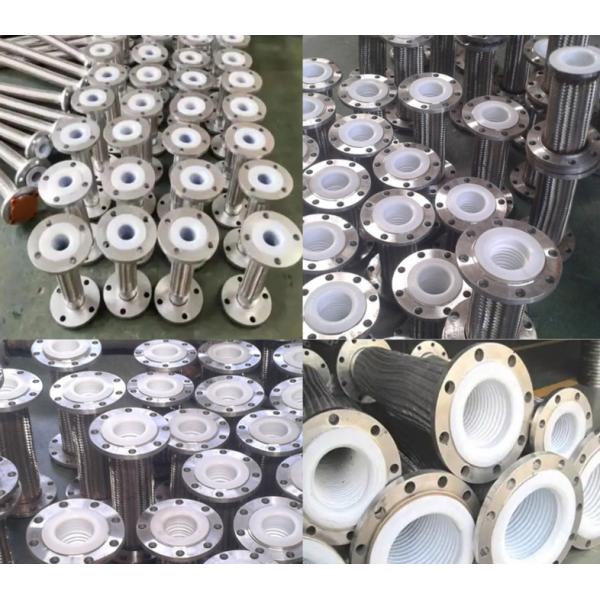 High Temperature SS304 Flange Flexible Braided Hose PTFE Lined With Strong Acid And Alkaline Resistant Pipe Fittings