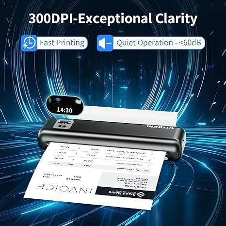 Rongta Portable Printers Wireless for Travel, 300DPI WiFi & Bluetooth Mobile Thermal Inkless Printer for School/Office/Home Use