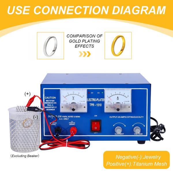 Машина для электропокрытия золота и серебра Tooltos 15V 10A для покрытия ювелирных изделий DIY