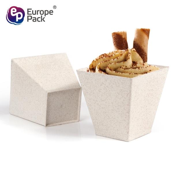 Best Selling ice cream square mousse plastic dessert cup biodegradable wheat straw cup