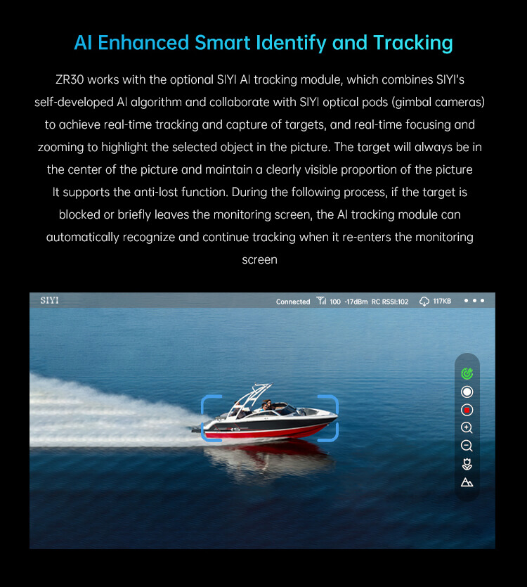 SIYI ZR30 4K 8MP 180X Hybrid X Optical Pod Zoom Gimbal Camera With AI Smart Identify And Tracking 1/2.7 Sensor For Drone
