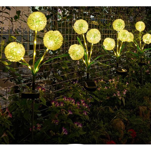 Ground Plug Triple Dandelion Solar Lawn Light for Outdoor Garden Landscape Ambient Patio
