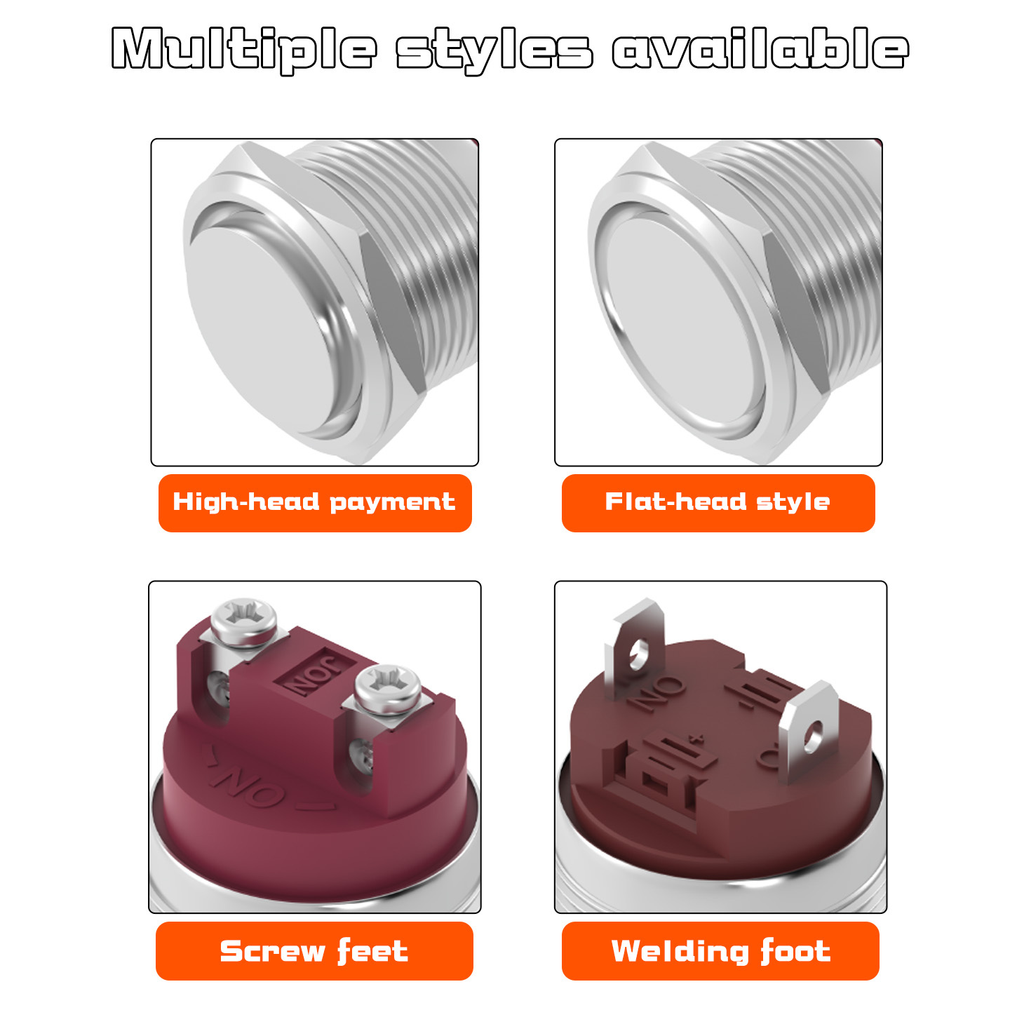 22MM High Current Metal Button Switch 10A Short Screw Terminal Pin Self-Reset Self-Locking High Power Button 22MM High Current Metal Button Switch 10A Short Screw Terminal Pin Self-Reset Self-Locking 