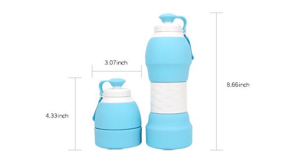 580ML Collapsible Silicone Water Bottle , Sports Compressible Water Bottle