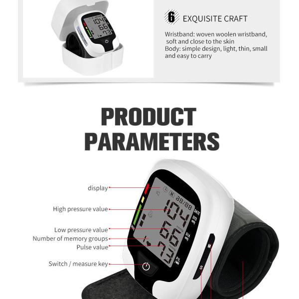 Wrist Electronic Home Blood Pressure Device 2X99 Sets With Large Screen Display