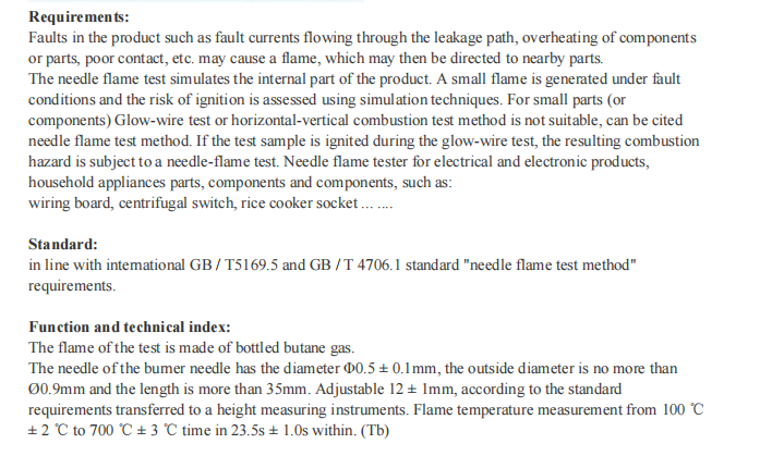 YYF059 Flammability Testing Equipment for Needle Flame Test Stainless Steel Housing
