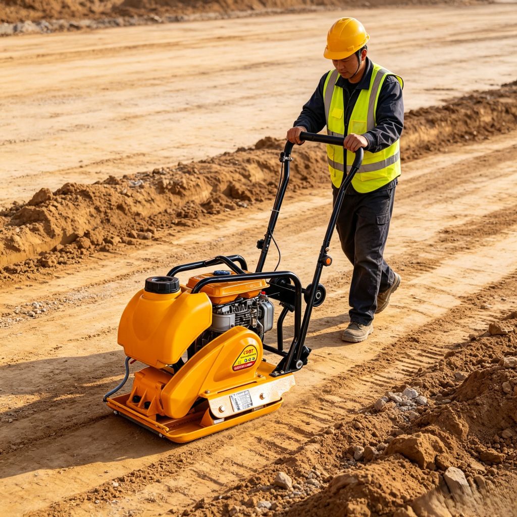 HZR90 80kg Gasoline Vibratory Plate Compactor Small Soil Compaction Machine for Landscaping Road Repair and Construction