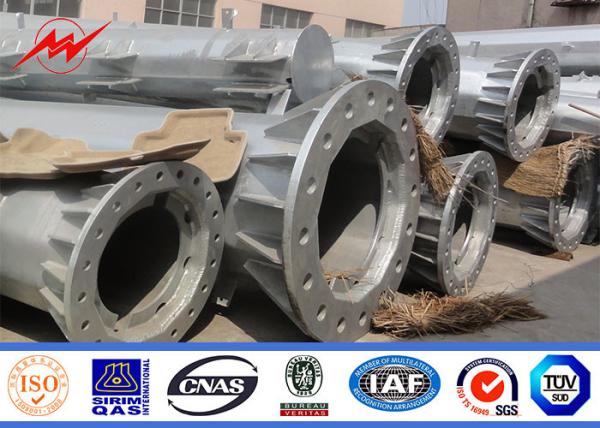 45-100FT Electric Galvanised Steel Pole 2000kg Load One Section Design