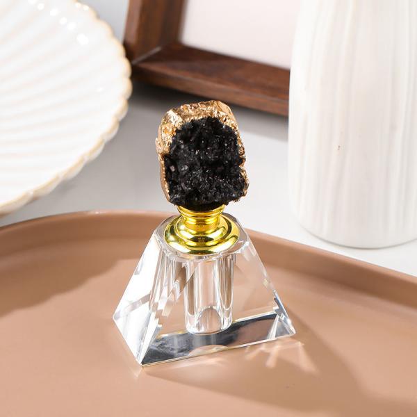 Black Quartz Stone Crystal 6oz Dubai Perfume Oud Oil Bottle Empty Attar Glass Bottle Packaging Box