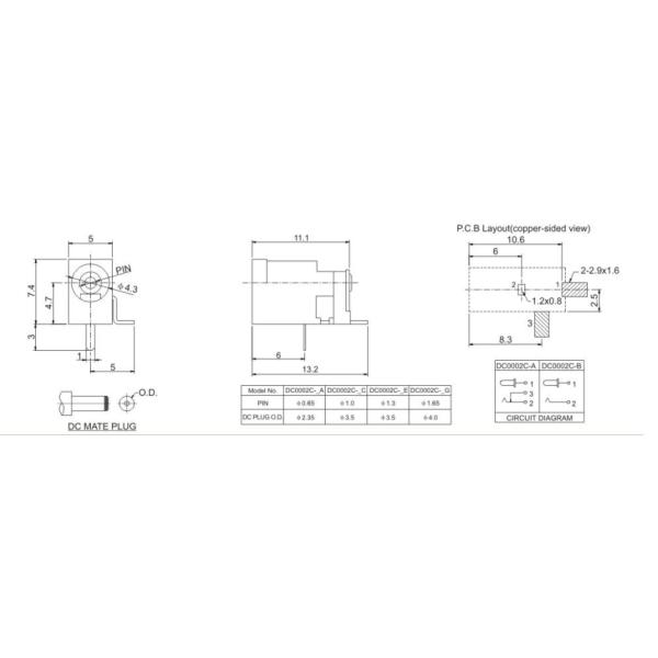 DC Power Jack Connector Pin DC0002C Socket