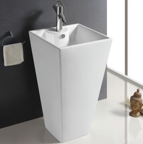 Fixing to Wall with Back Bathroom Sanitary Ware Ceramic Standing Pedestal Sinks Wash Basin