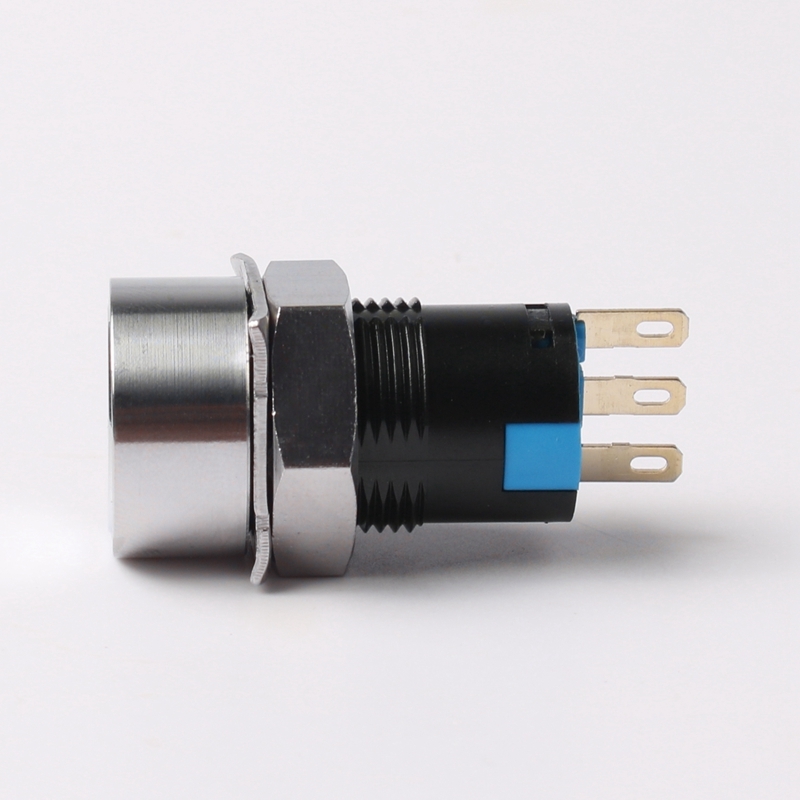 16mm Panel Mount Electronic Stainless Steel IP65 250V ON-OFF 2 Position 1NO1NC 3 Pin Latching Waterproof Rotary Head Switches