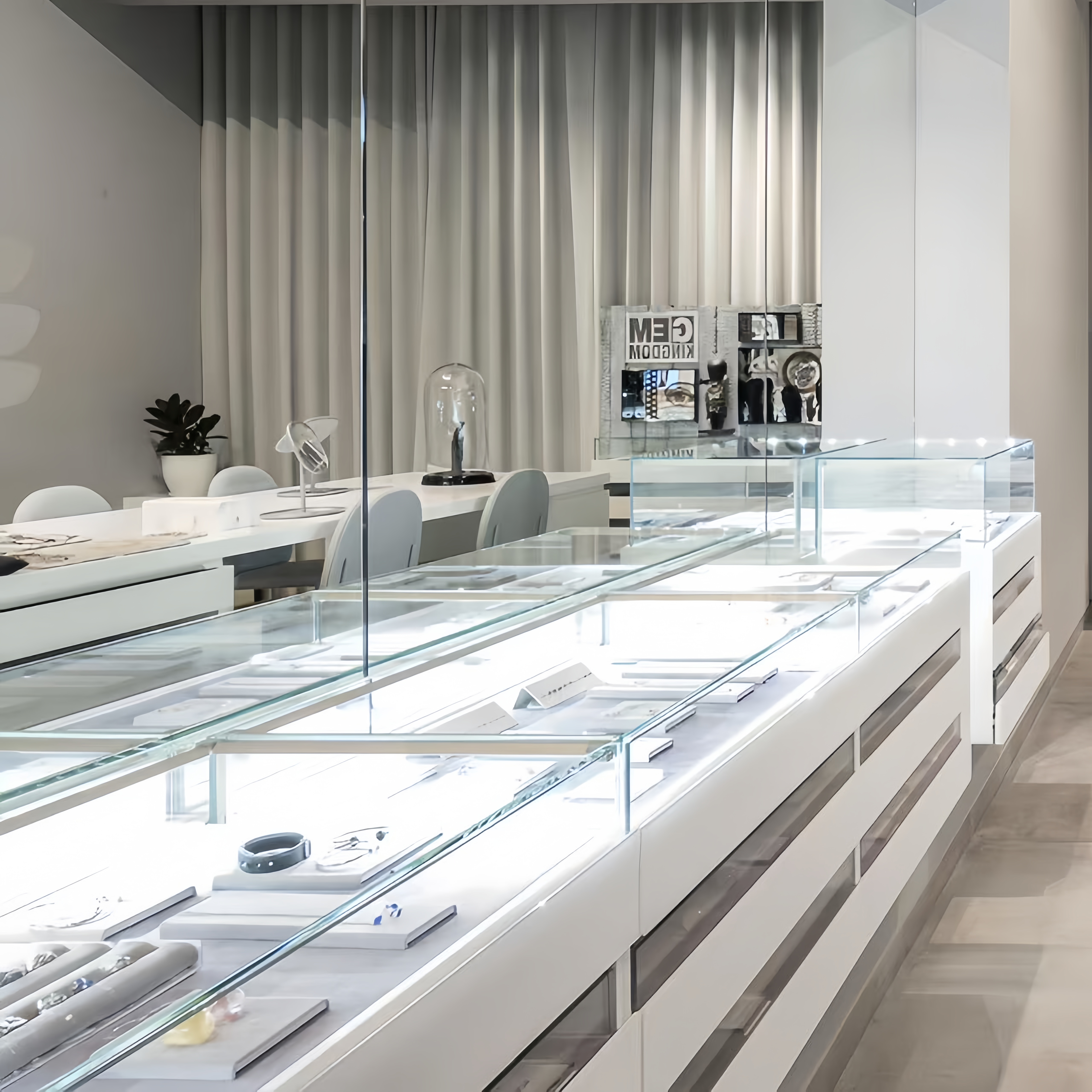BX  Factory Wholesale Commercial Jewelry Display Case Tempered Glass Jewelry Cabinet
