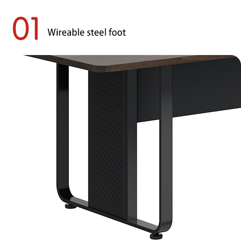 Modern Design Dark Wood Grain Conference Table With Cold-Rolled Steel Legs Office Furniture for Meeting & Negotiation Rooms Factory wholesale
