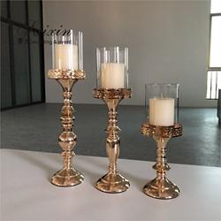 Gráfico de elegante ferro de renda conjunto votivo porta-velas de ouro para centrais de mesa de casamento