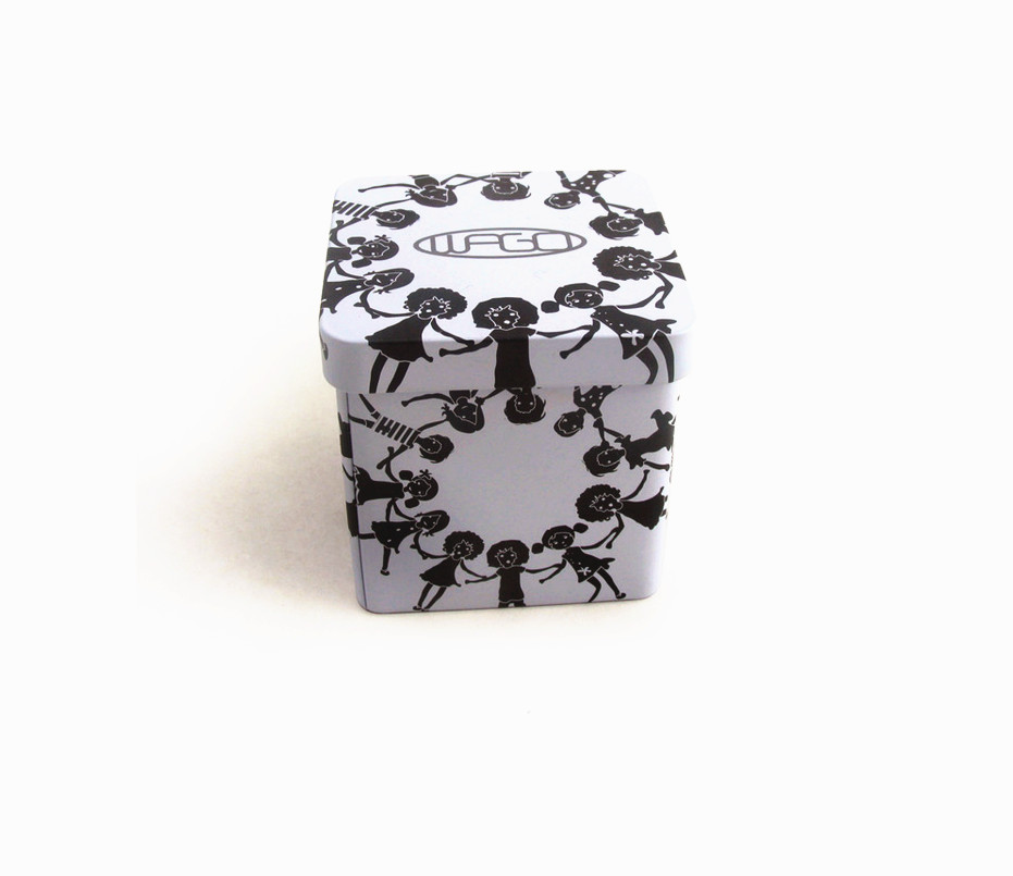 57x57x60mm Small Customized Square Tin Box With Rolled in edge lid and Bottom