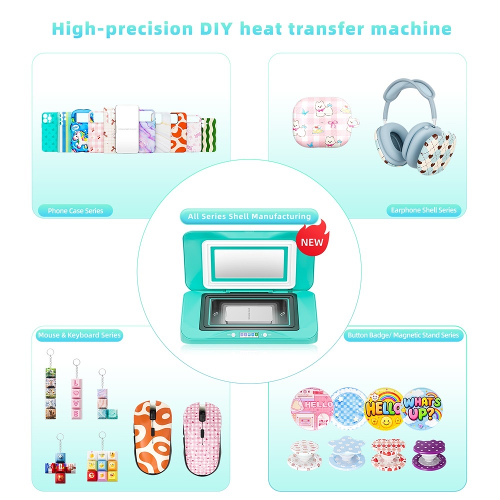 Universal Mold Supported 3D Curved Surface Transfer Heat Press for Curved Phone Case 3D Heat Transfer Printing Machine
