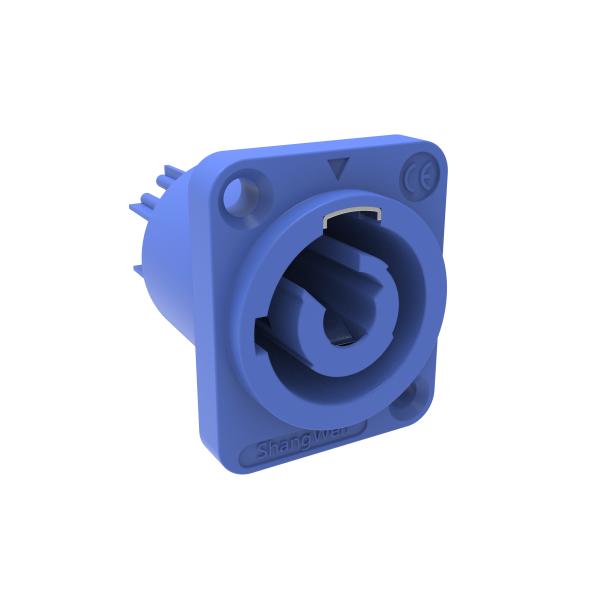 Poweron LED Screen Display Audio Connector Socket 20A Blue 3 Female Panel Mount IP44