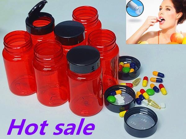 100ml Red Pharmacy Pill Bottles PET Plastic Prescription Bottles