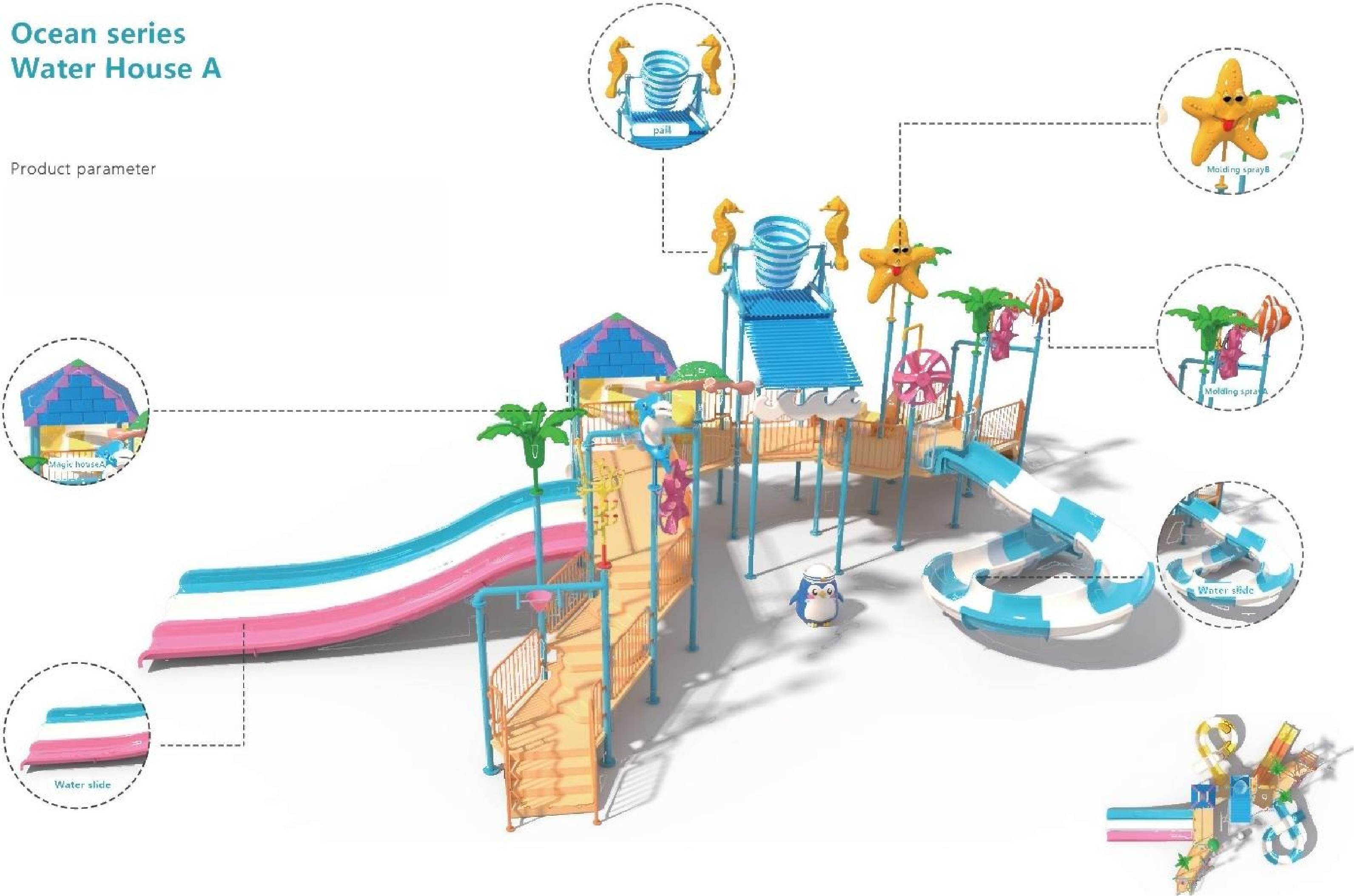 Large Interactive Water Slide House