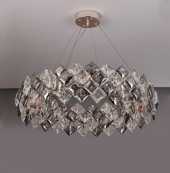 Led chandelier Living room decoration simple dimmer round hanging crystal lamp(WH-CY-184)