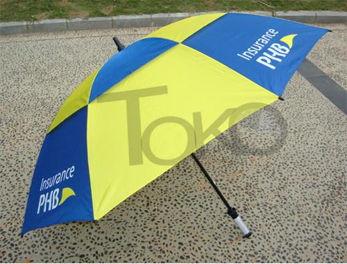 30 Inch Double Canopy Vented Travel Umbrella Windproof Black Metal Shaft