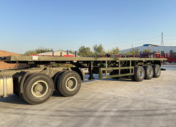 1840mm Tread Flatbed Semi Trailer Heavy Mechanical Suspension For Container Transport