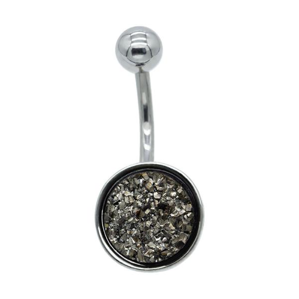 Black Background Rainbow Crystal Belly Bars Round Hoop Belly Button Ring Shiny Small