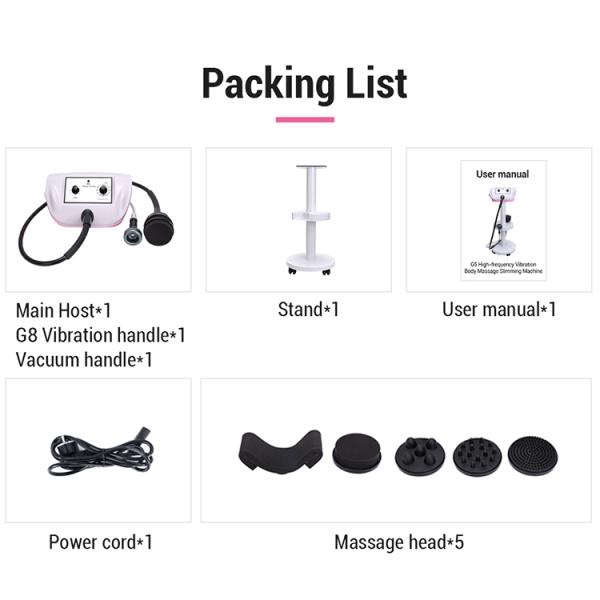 2024 2 in 1 pink G8 Vibration Body Massage Vacuum Heating Slimming Machine with Stand