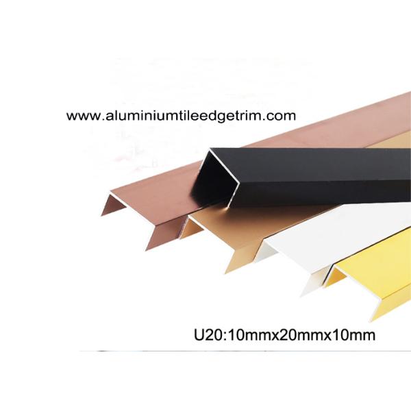 Aluminum U Shaped Brace Tile Edging Trim For Wall Decoration Lines U20mm