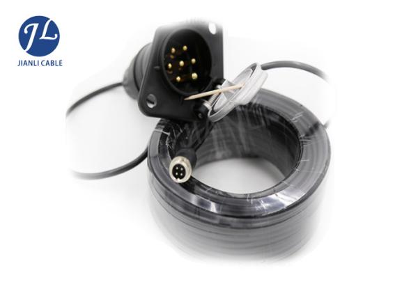 Waterproof Spiral Electrical Wire 7 Pin , Coiled Extension Cord For Vehicle Backup Camera