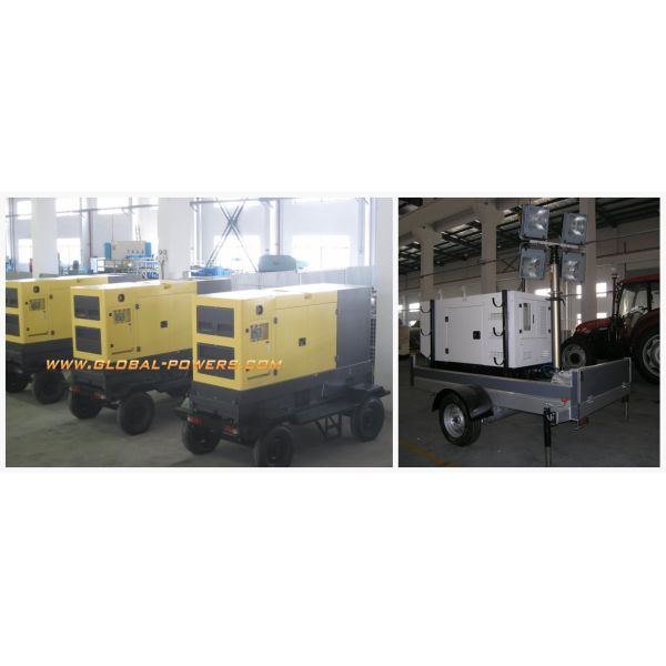 LED 9m Portable Trailer Mobile Light Tower Diesel Generator with Hand Push