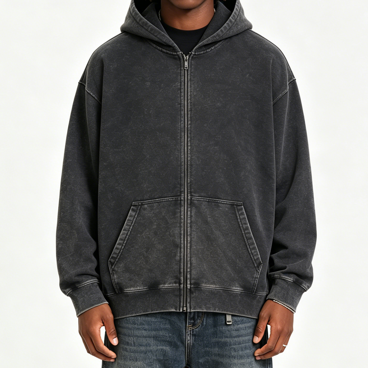 Vintage Stone Wash Hoodies Casual Heavyweight Cotton Hoodie For Youth