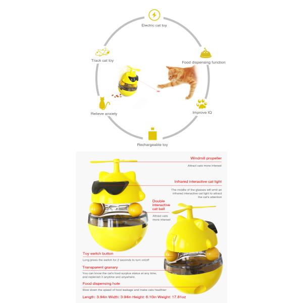 Electric Cat Treat Dispenser Toy / ABS Rechargeable Tumbler Pet Toy ODM